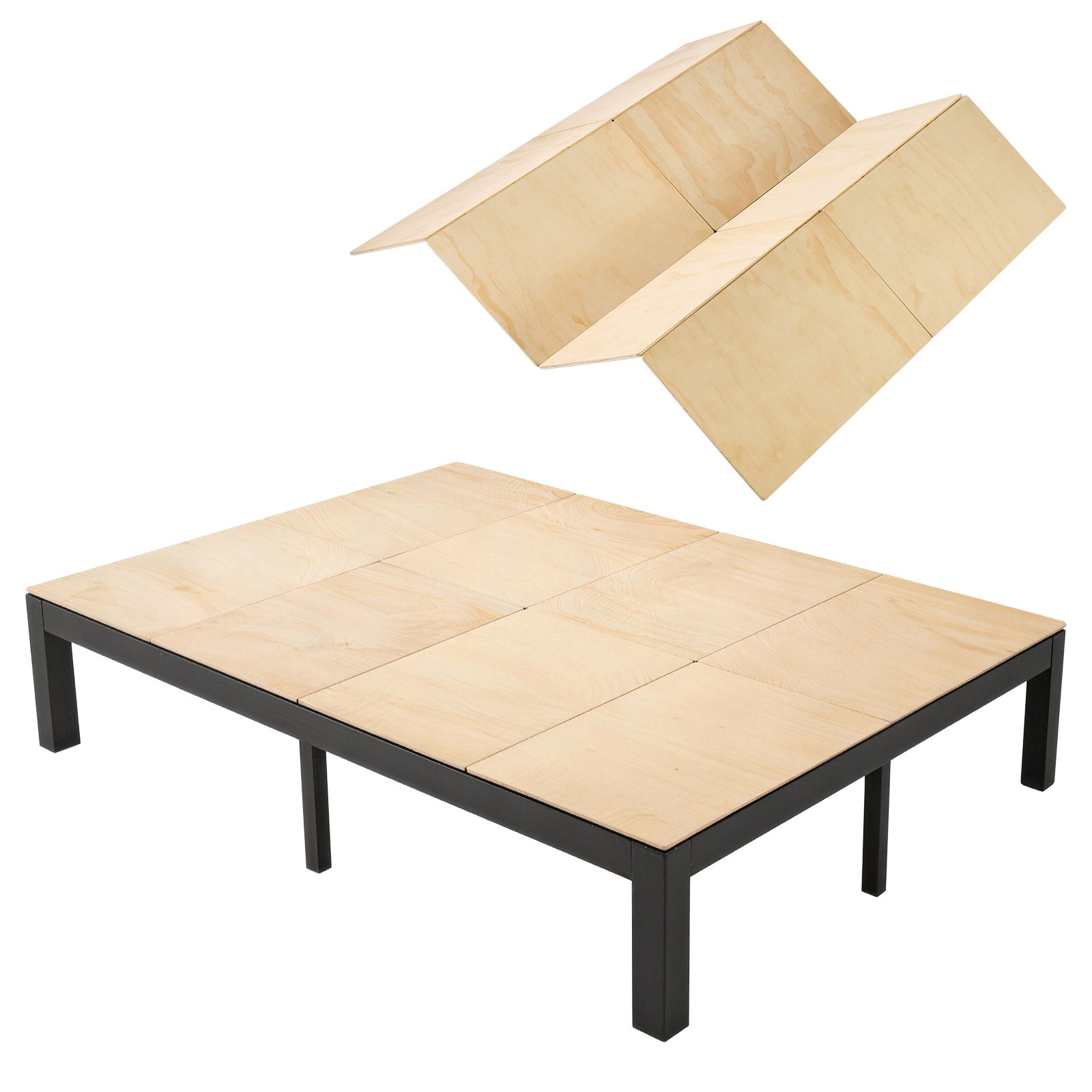 VEVOR Tabla de Cama Plegable, Tamaño 195 x 148 cm, Soporte para Colchón, Tabla de Bunkie de Madera Contrachapada, Bordes Redondeados, con Cintas de Nailon, Somier Plegable para Camas de Todo Tipo Sofá