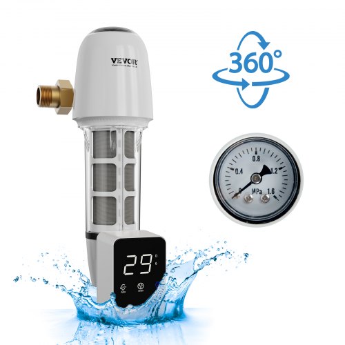 VEVOR Filtro Giratorio, Filtro de Sedimento de 40 Micrones para Agua de Pozo de Alto Flujo, para Sistemas de Filtración de Agua de Toda la Casa, Filtro de Sedimentos de Agua de Pozo 172 x 219 x 397 mm