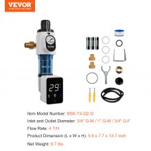 VEVOR Filtro Giratorio, Filtro de Sedimento de 40 Micrones para Agua de Pozo de Alto Flujo, para Sistemas de Filtración de Agua de Toda la Casa, Filtro de Sedimentos de Agua de Pozo 151 x 195 x 347 mm