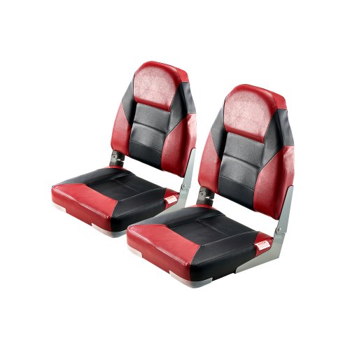 VEVOR Asiento de Barco con Respaldo Alto 2 Piezas Cojín de Esponja, Negro y Rojo