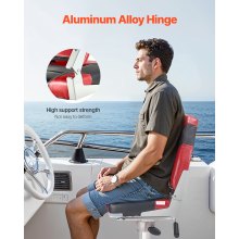 VEVOR Asiento de Barco con Respaldo Alto 2 Piezas Cojín de Esponja, Negro y Rojo