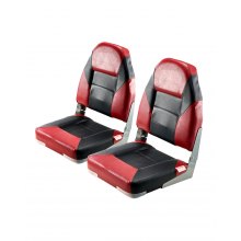 VEVOR Asiento de Barco con Respaldo Alto 2 Piezas Cojín de Esponja, Negro y Rojo