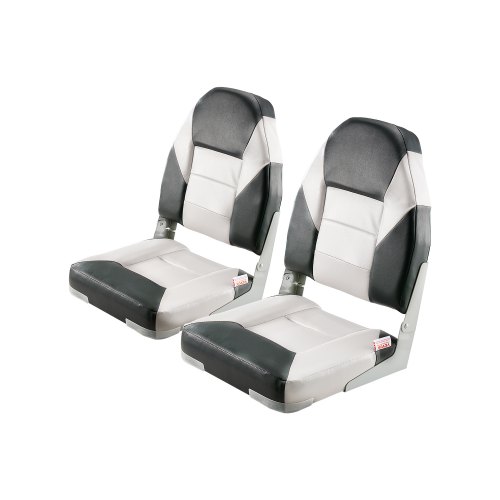 VEVOR Asiento de Barco con Respaldo Alto 2 Piezas Cojín de Esponja, Negro y Gris