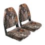 VEVOR Asiento de Barco con Respaldo Alto 2 Piezas Silla de Barco de Pesca Plegable con Cojín de Esponja Espesa y Cuero de PVC Impermeable Asiento de Bote Abatible para Barcos, Yates, Camuflaje