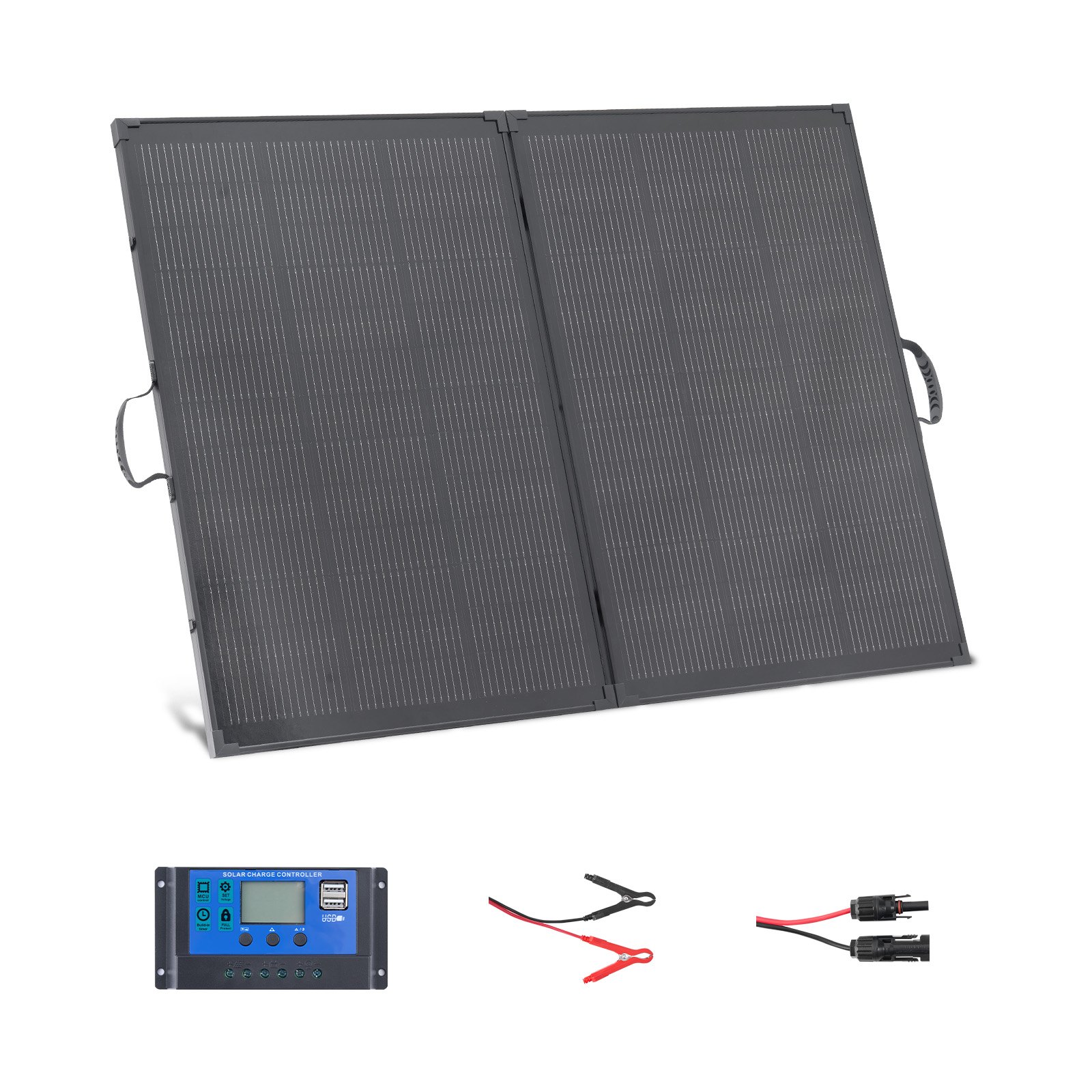 VEVOR Panel Solar Portátil 200W, Placa Fotovoltaica Plegable con Marco, Eficiencia hasta 23%, con Control y Salida MC4, IP67 Impermeable, Cargador Solar para Acampadas Autocaravanas Senderismo Viajes