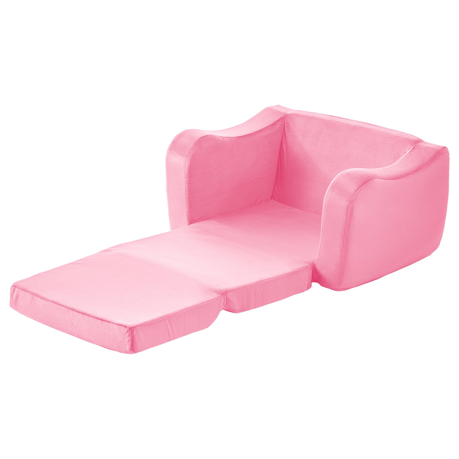 VEVOR Sofá Infantil 2 en 1, Convertible en Tumbona, Sofá Cama Plegable y Suave de Esponja 28D y Pelo Corto con Reposabrazos, Ideal para Jugar o Descansar Cómodamente para Niños, Talla M, Rosa