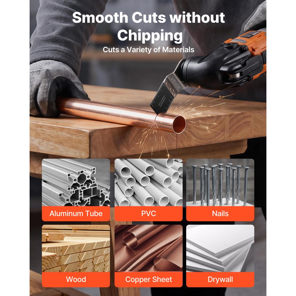 VEVOR Kit de 50 Hojas de Sierra Oscilante Bimetálicas, Hojas para Herramienta Oscilante Universal para Clavos Madera Plástico y Metal con Adaptadores, Compatibles con Bosch Fein DeWalt Craftsman Ryobi