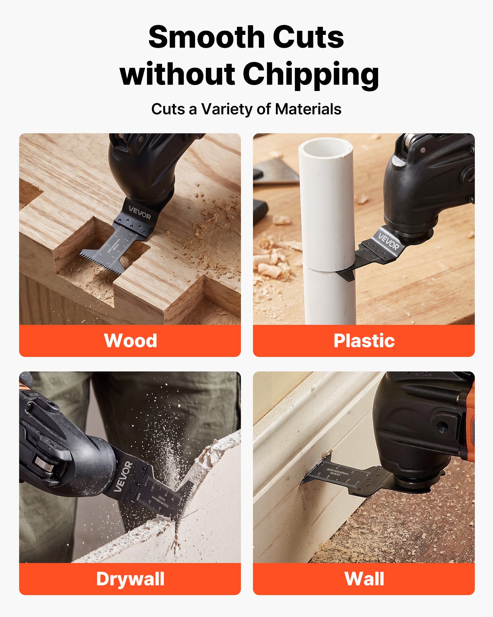 VEVOR Kit de 60 Hojas de Sierra para Herramienta Oscilante, Dientes Japoneses, Hojas Multiherramienta Universales para Madera, Plástico y Metal, Compatible con DeWalt Milwaukee Craftsman Makita Bosch