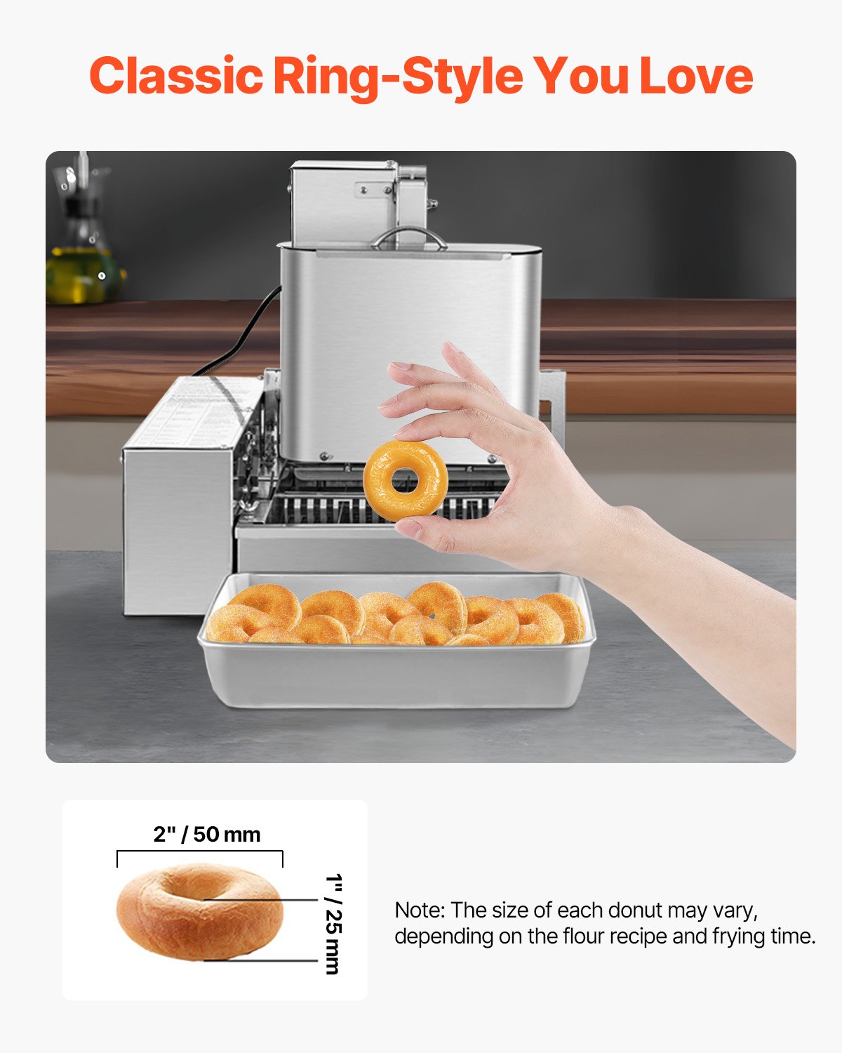 VEVOR Máquina Automática para Hacer Donas 4 Filas 2000 W, Equipo para Hacer Rosquillas de Alta Potencia 240 Piezas/Hora, de Acero Inoxidable con Control Inteligente, para Panadería, Cafetería