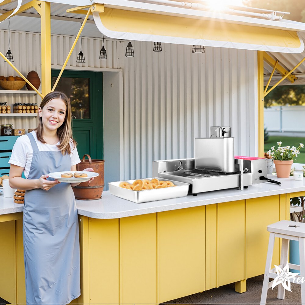 VEVOR Máquina Automática para Hacer Donas 6 Filas 2000 W, Equipo para Hacer Rosquillas de Alta Potencia 360 Piezas/Hora, de Acero Inoxidable con Control Inteligente, para Panadería, Cafetería