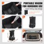 VEVOR Carro de Jardín Plegable Carro de Transporte de Playa 150 L Carga Máxima 265 libras con Ruedas Soporte para Bebidas, Carro Deportivo Resistente para Camping, Compras, Jardín, Exterior, Negro