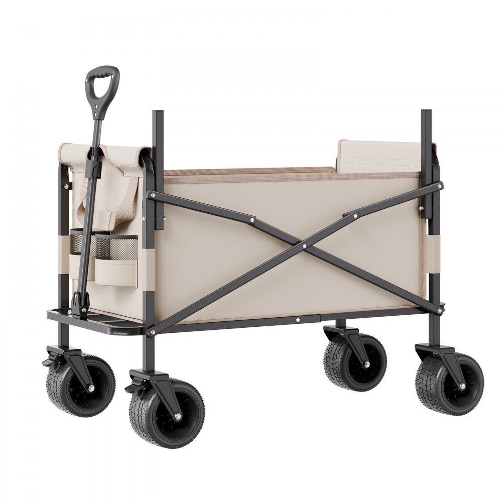 VEVOR Carrito Plegable 2 en 1, Carro Plegable 970 x 580 x 670 mm se Convierte en Banco con Asa Ajustable, Capacidad de Peso de 249,48 kg para Exteriores, Compras, Camping y Jardinería, Caqui