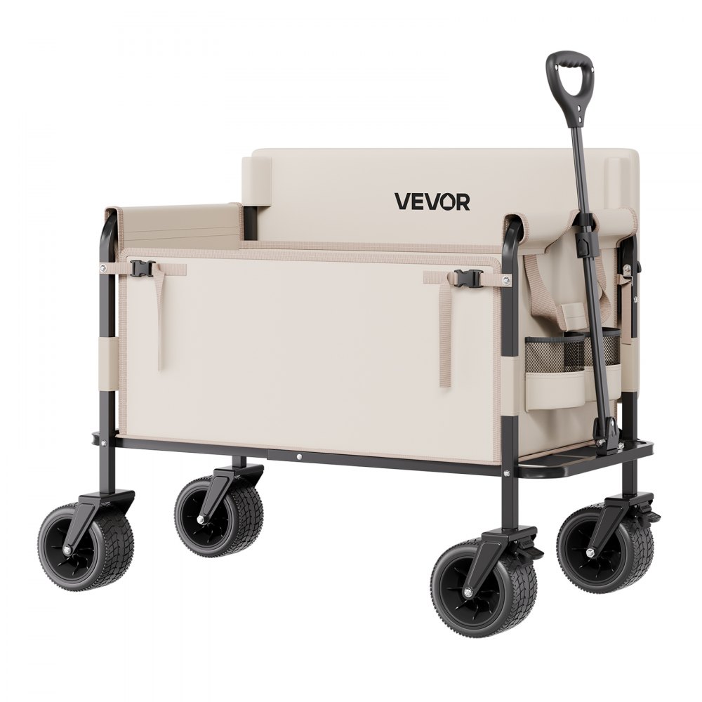 VEVOR Carrito Plegable 2 en 1, Carro Plegable 970 x 580 x 670 mm se Convierte en Banco con Asa Ajustable, Capacidad de Peso de 249,48 kg para Exteriores, Compras, Camping y Jardinería, Caqui