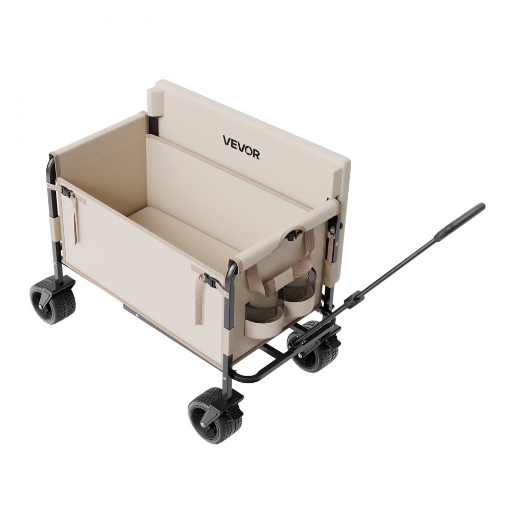 VEVOR Carrito Plegable 2 en 1, Carro Plegable 970 x 580 x 670 mm se Convierte en Banco con Asa Ajustable, Capacidad de Peso de 249,48 kg para Exteriores, Compras, Camping y Jardinería, Caqui