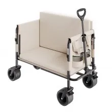 VEVOR Carrito Plegable 2 en 1, Carro Plegable 970 x 580 x 670 mm se Convierte en Banco con Asa Ajustable, Capacidad de Peso de 249,48 kg para Exteriores, Compras, Camping y Jardinería, Caqui