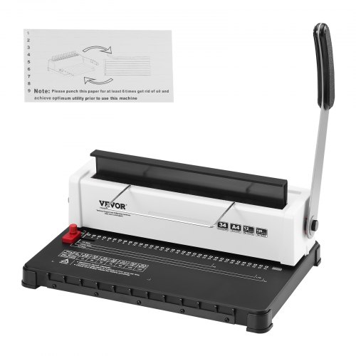 VEVOR Encuadernadora para tamaño carta A4 A5 Encuadernadora en espiral manual de 34 orificios 120 hojas a la vez Perforadora de anillas para oficina