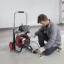 VEVOR Desatascador de Desagües Eléctrico 30m x 10,5mm Máquina de Limpieza de Tubería Alimentación Automática Interruptor de Pedal Neumático Limpiador de Tubos de Drenaje para Tuberías de 5-10 cm