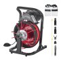 VEVOR Desatascador de Desagües Eléctrico 15m x 8mm Máquina de Limpieza de Tuberías con Alimentación Automática Interruptor de Pedal Neumático Limpiador de Tubos de Drenaje para Tuberías de 5-10 cm