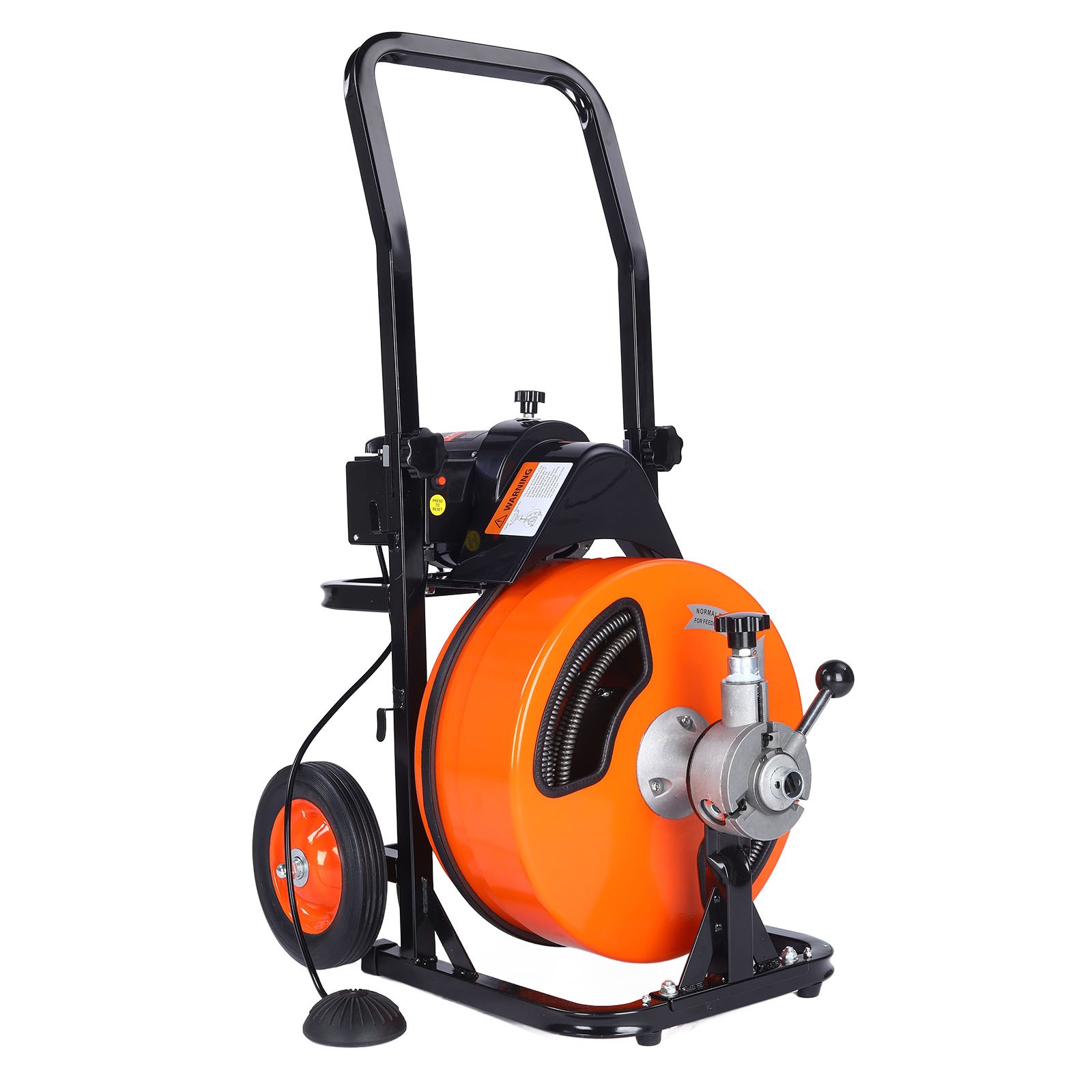VEVOR Desatascador Eléctrico de Desagües 15m x 12,7mm Máquina Limpiadora de Tuberías Fuente de Alimentación Automático con 4 Cortatubos de Pie para Tuberías de 2,54-10,16 cm Alcantarillado Inodoro