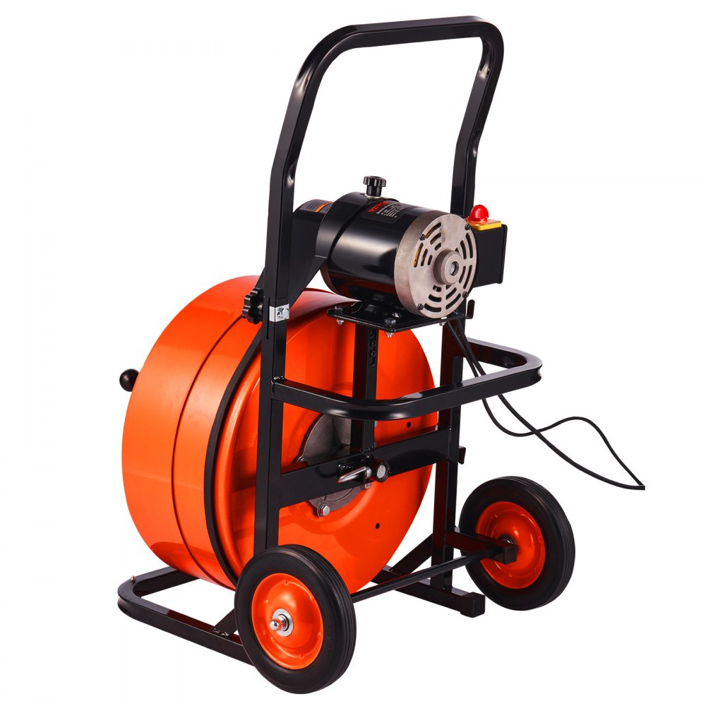 VEVOR Máquina de Limpieza de Desagües, Máquina Desatascadora de Alcantarillado con Alimentación Automática, con 4 Cortadores e Interruptor de Pie Activado por Aire para Tuberías, 580 x 475 x 920 mm