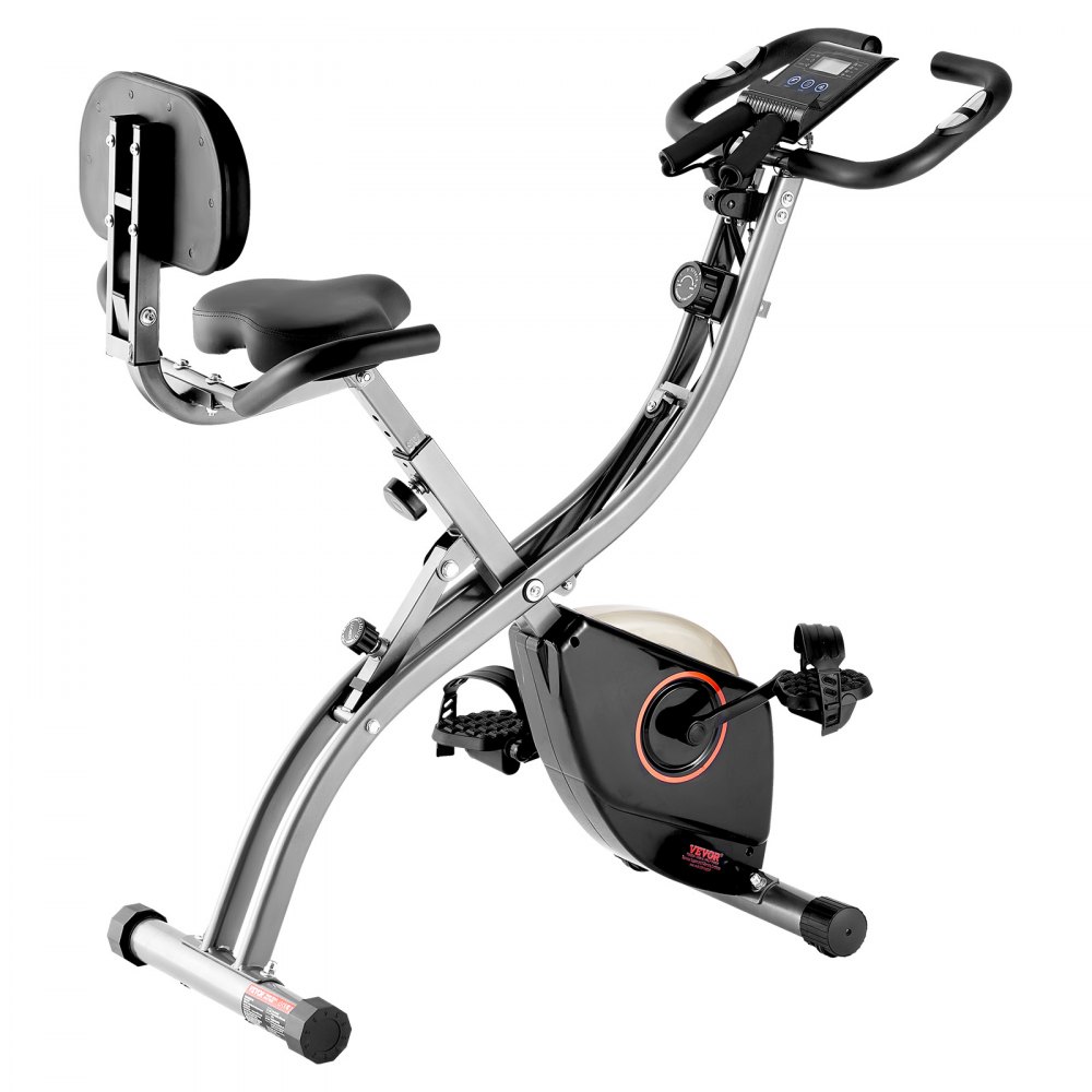 VEVOR Bicicleta Estática Plegable Vertical para Fitness, con Resistencia Magnética Ajustable, para Entrenamiento en el Gimnasio en Casa, Cojín de Asiento Cómodo, Monitor LCD, 615 x 515 x 1280 mm