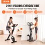 VEVOR Bicicleta Estática Plegable de Fitness en Interiores 500 x 455 x 1360 mm