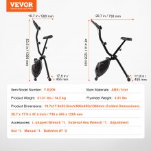 VEVOR Bicicleta Estática Plegable de Fitness en Interiores 500 x 455 x 1360 mm