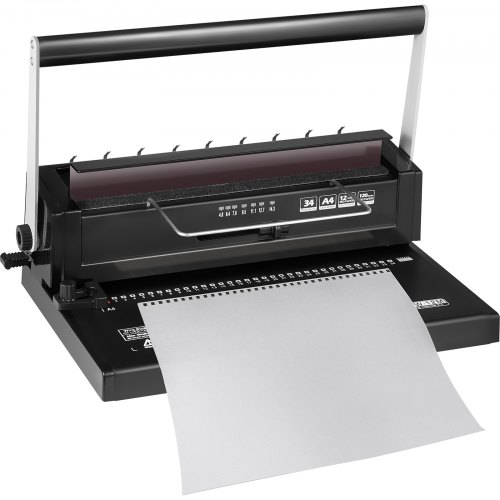 VEVOR Máquina de Encuadernación de Bobina Manual de 34 Agujeros, Máquina de Encuadernación de Libro TD-130, 3 : 1 Bobina en Espiral Perforadora de Papel Carpeta de Perforación para A4, 4 x 4 mm