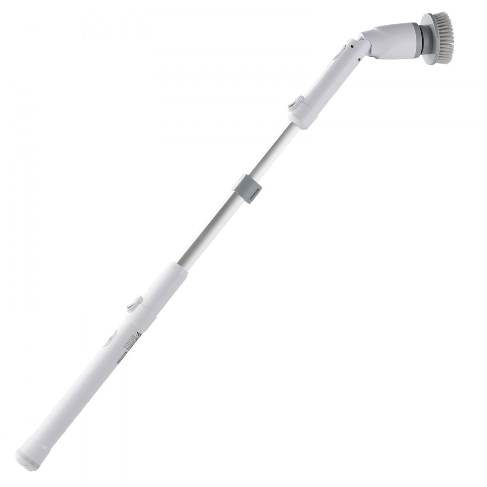 VEVOR Cepillo de Limpieza Eléctrico Recargable sin Cable Fregadora Giratoria Eléctrica con 4 Cabezales Recambiables Velocidad de 280/380 rpm Longitud y Ángulo Ajustables para Bañeras Baños Cocinas