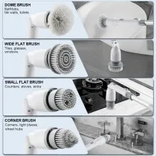 VEVOR Cepillo eléctrico de limpieza 2 modos 280 y 380 RPM, ajustable con 4 cabezales de cepillo reemplazables y mango de extensión ajustable 1055-1190 mm, impermeable 90°, 135° y 180° ángulo, baño