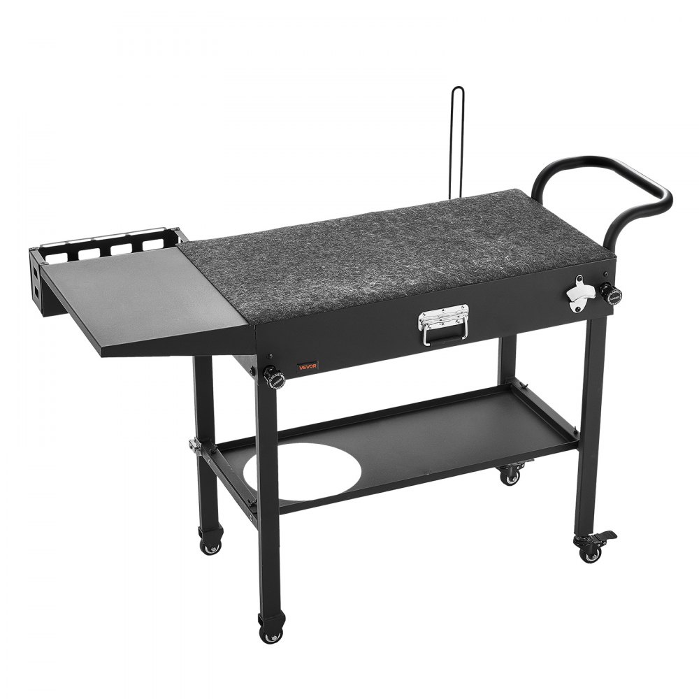 VEVOR Carro de Barbacoa Plegable 787 x 432 mm, Mesa de Barbacoa para Exteriores con Ruedas y Estante, Carrito con Soporte para Pañuelos y Ganchos, Mesa Auxiliar para Jardín, Picnic, Cocina, Patio
