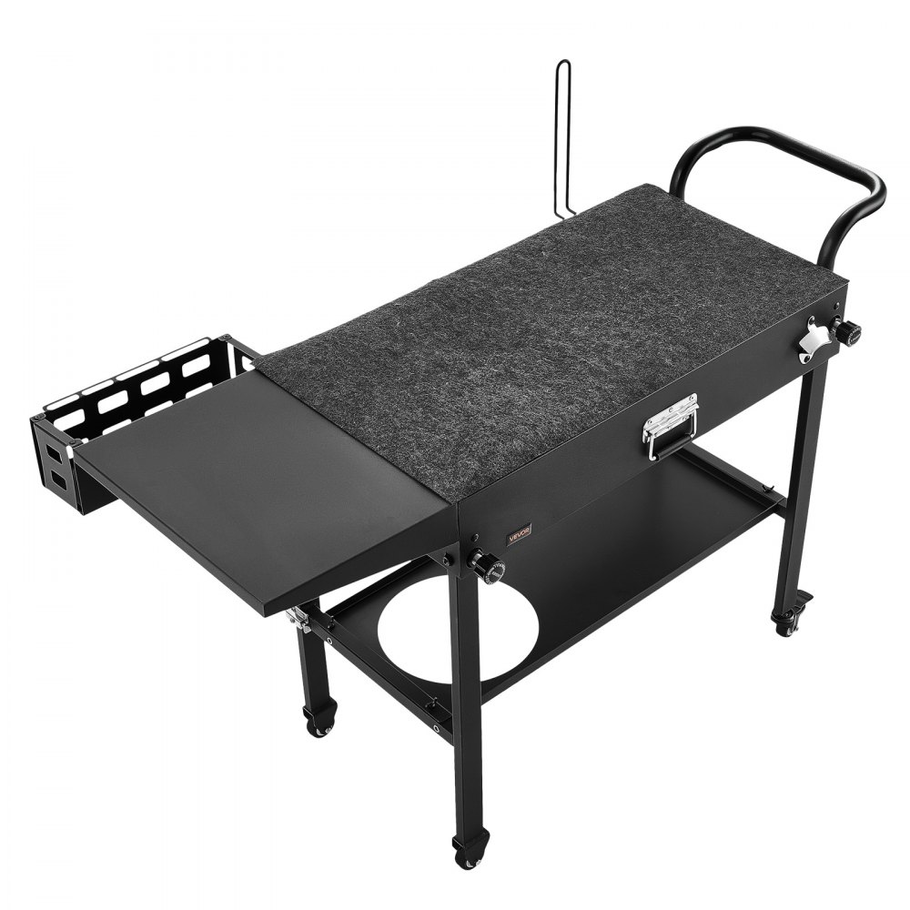 VEVOR Carro de Barbacoa Plegable 787 x 432 mm, Mesa de Barbacoa para Exteriores con Ruedas y Estante, Carrito con Soporte para Pañuelos y Ganchos, Mesa Auxiliar para Jardín, Picnic, Cocina, Patio