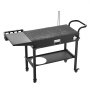 VEVOR Outdoor Grill Cart, 787 x 432mm Tabletop Size Grilling Table, Foldable Outdoor Cooking Table with Tissue Holder, Hooks, Wheels, Side Table, BBQ Prep Tables for Picnic, Kitchen, Courtyard