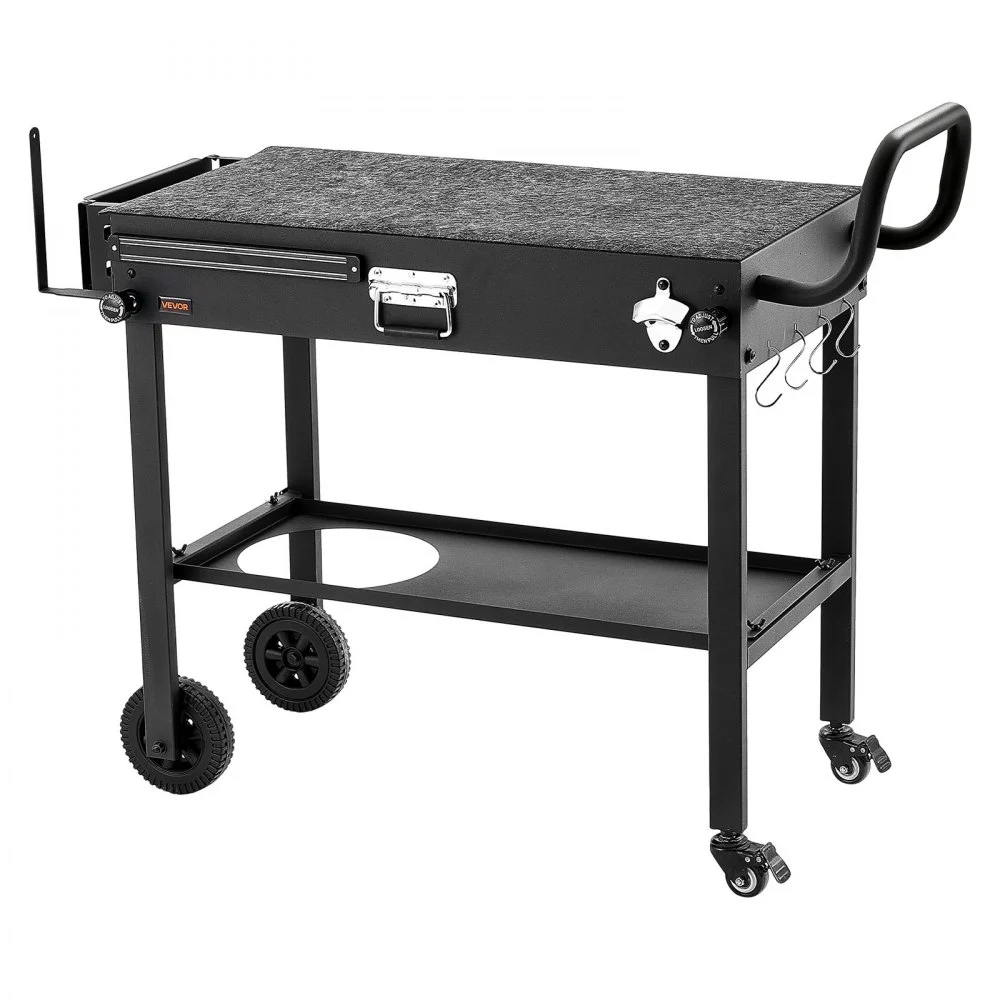 VEVOR Carro de Barbacoa Plegable 787 x 432 mm, Mesa de Barbacoa para Exteriores con Ruedas y Portapañuelos, Carrito con Soporte Magnético para Herramientas, Mesa Auxiliar para Jardín, Picnic, Cocina