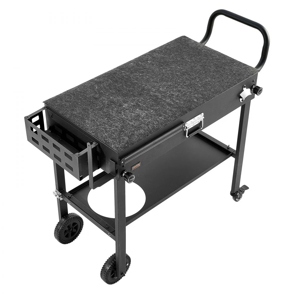 VEVOR Carro de Barbacoa Plegable 787 x 432 mm, Mesa de Barbacoa para Exteriores con Ruedas y Portapañuelos, Carrito con Soporte Magnético para Herramientas, Mesa Auxiliar para Jardín, Picnic, Cocina