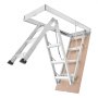 VEVOR Escalera Escamoteable de Aluminio para Techo, Escaleras de Ático Plegable con Trampilla, Cuerda de Tracción, Soporte Hidráulico, Altura Ajustable 2,34–3,15 m, Capacidad 170 kg, Ahorra Espacio