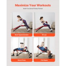 VEVOR Silla Romana con Banco Hiperextensión Plegable para Gimnasio Carga 350 kg