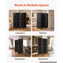 VEVOR Biombo Plegable de Madera 4 Paneles Separador de Ambientes Negro, Pantalla de Privacidad para Dormitorio Salón, Decoración para Hogar, 1640 x 1702 mm, Diseño de Persianas, Kit de Instalación