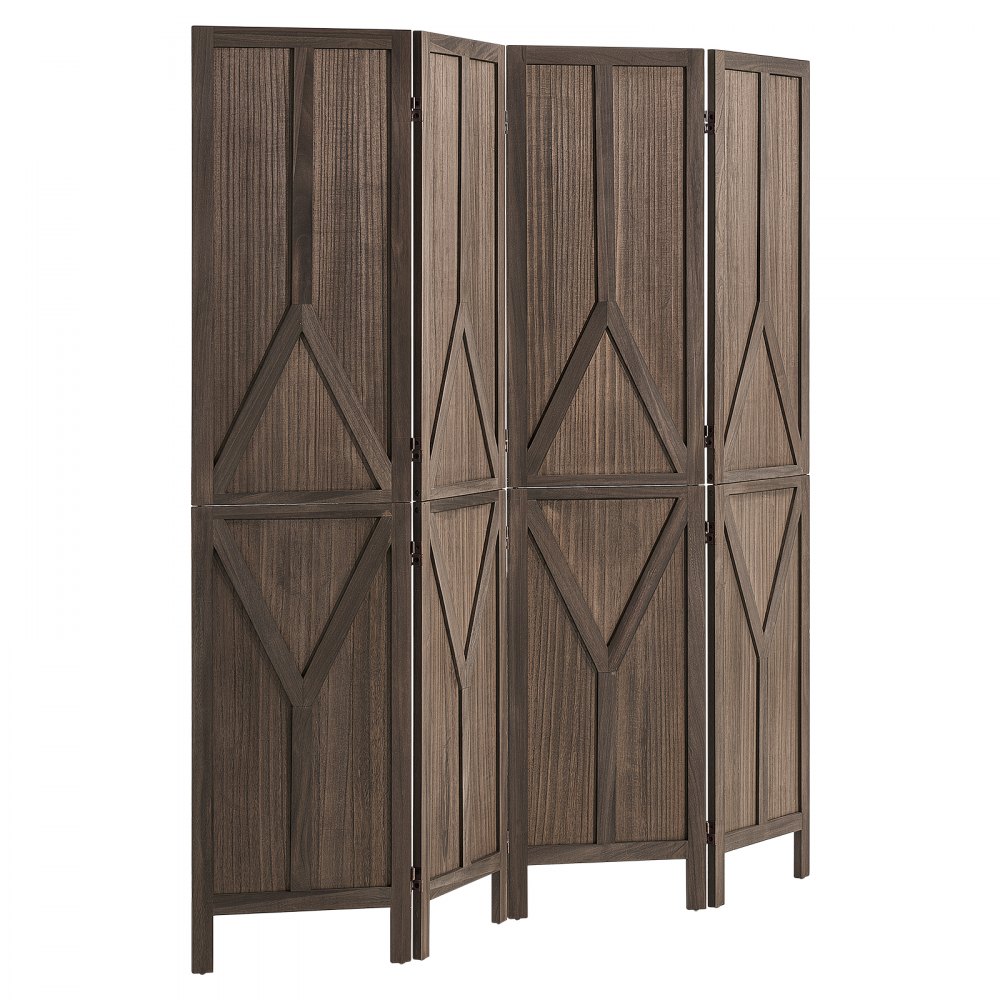 VEVOR 4 Paneles Biombo Plegable Separador de Ambientes de Madera Marrón, Pantalla de Privacidad para Dormitorio Sala de Estar Despacho, Decoración Doméstica, 1640 x 1702 mm, Kit Completo de Montaje