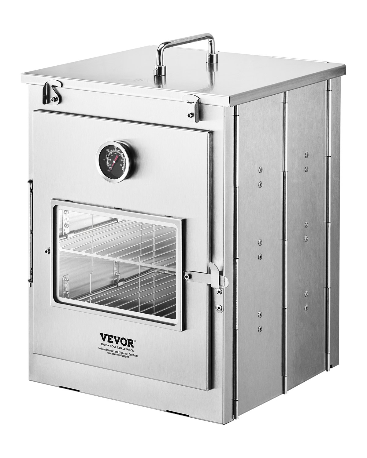 VEVOR Horno de Camping Plegable, Acero Inoxidable, con Parrilla de 3 Niveles, Asa y Termómetro, Ideal para Usar con Leña y Estufas de Propano, para Hornear Pan, Pizza y Cocinar al Aire Libre