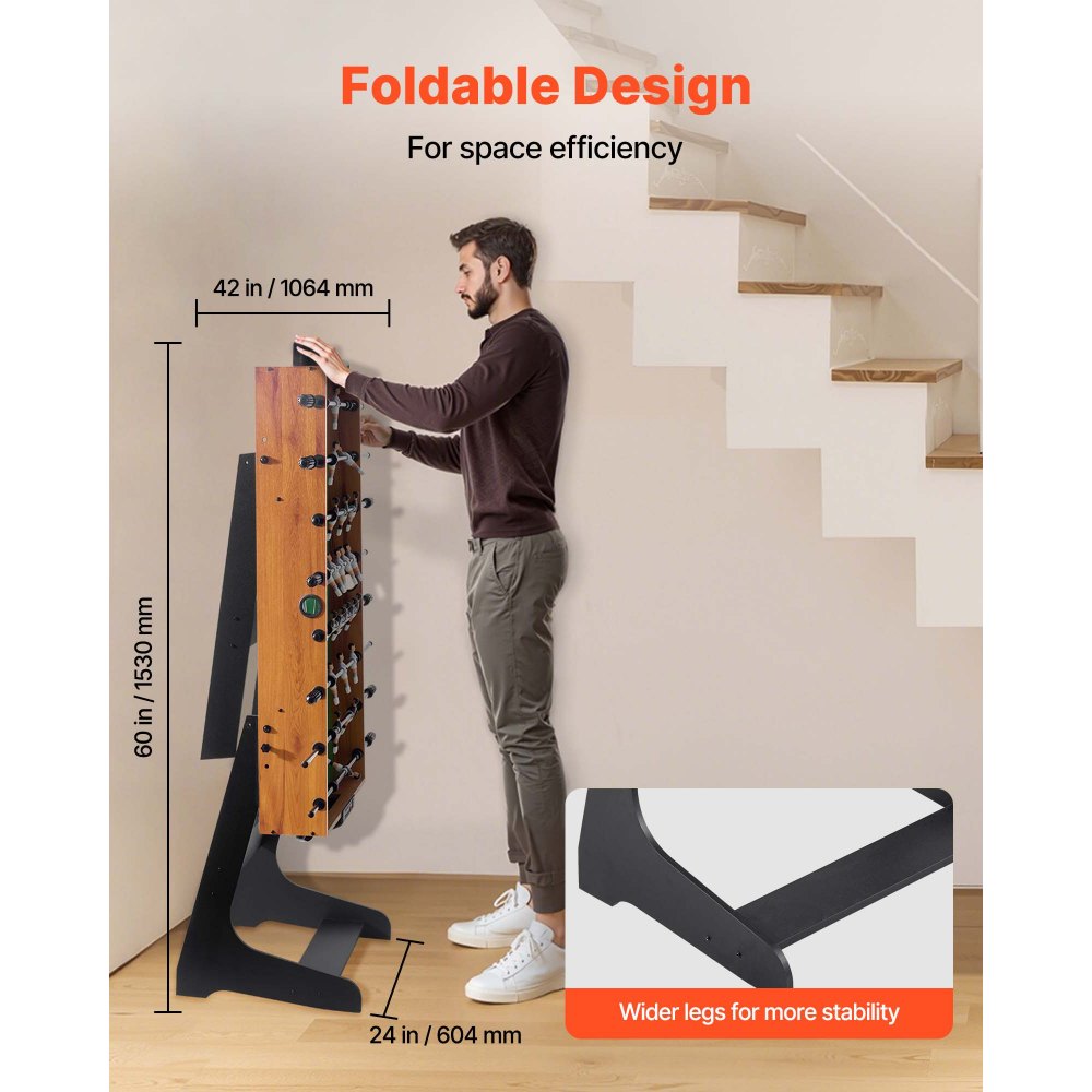 VEVOR Mesa de Futbolín Plegable, Tamaño Estándar, Ideal para Interiores, Hogar, Familia y Sala de Juegos, Juego de Fútbol Resistente, Incluye 2 Pelotas, 1065 x 605 x 810 mm, para 2 a 4 Jugadores