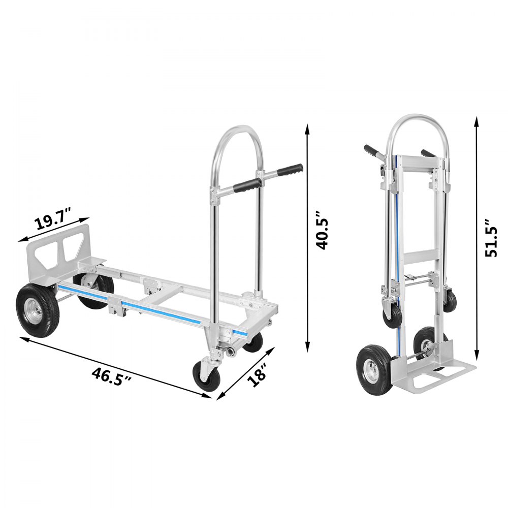 Carretilla De Mano De Aluminio 2 En 1 Plataforma De Transporte Plegable 350kg