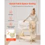 VEVOR Cambiador para Bebé, Cambiador Plegable 762 x 750 x (1005-1080) mm con 2 Cajones de Tela, Cesta Lateral, Barra para Colgar, Ruedas Bloqueables y 2 Juguetes en Forma de Estrella, Beige Claro
