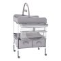 VEVOR Cambiador para Bebé, Cambiador Plegable 762 x 750 x (1005-1080) mm con 2 Cajones de Tela, Cesta Lateral, Barra para Colgar,  Ruedas Bloqueables y 2 Juguetes en Forma de Estrella, Gris Claro