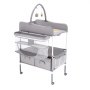VEVOR Cambiador para Bebé, Cambiador Plegable 762 x 750 x (1005-1080) mm con 2 Cajones de Tela, Cesta Lateral, Barra para Colgar,  Ruedas Bloqueables y 2 Juguetes en Forma de Estrella, Gris Claro