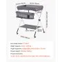 VEVOR Cambiador para Bebé, Cambiador Plegable Portátil de 848 x 745 x (1030-1090) mm con Cesta Lateral, Ruedas Bloqueables, Organizador Multifuncional para Habitación Infantil, Gris Oscuro