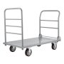 VEVOR Platform Truck, 1202.02 kg Capacity, Heavy Duty Flatbed Cart Dolly with Detachable Guardrail and Swivel Wheels, Foldable Hand Push Truck, for Groceries, Garage, Warehouse, 1220 x 610 x 920 mm