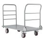VEVOR Platform Truck, 1202.02 kg Capacity, Heavy Duty Flatbed Cart Dolly with Detachable Guardrail and Swivel Wheels, Foldable Hand Push Truck, for Groceries, Garage, Warehouse, 1220 x 610 x 920 mm