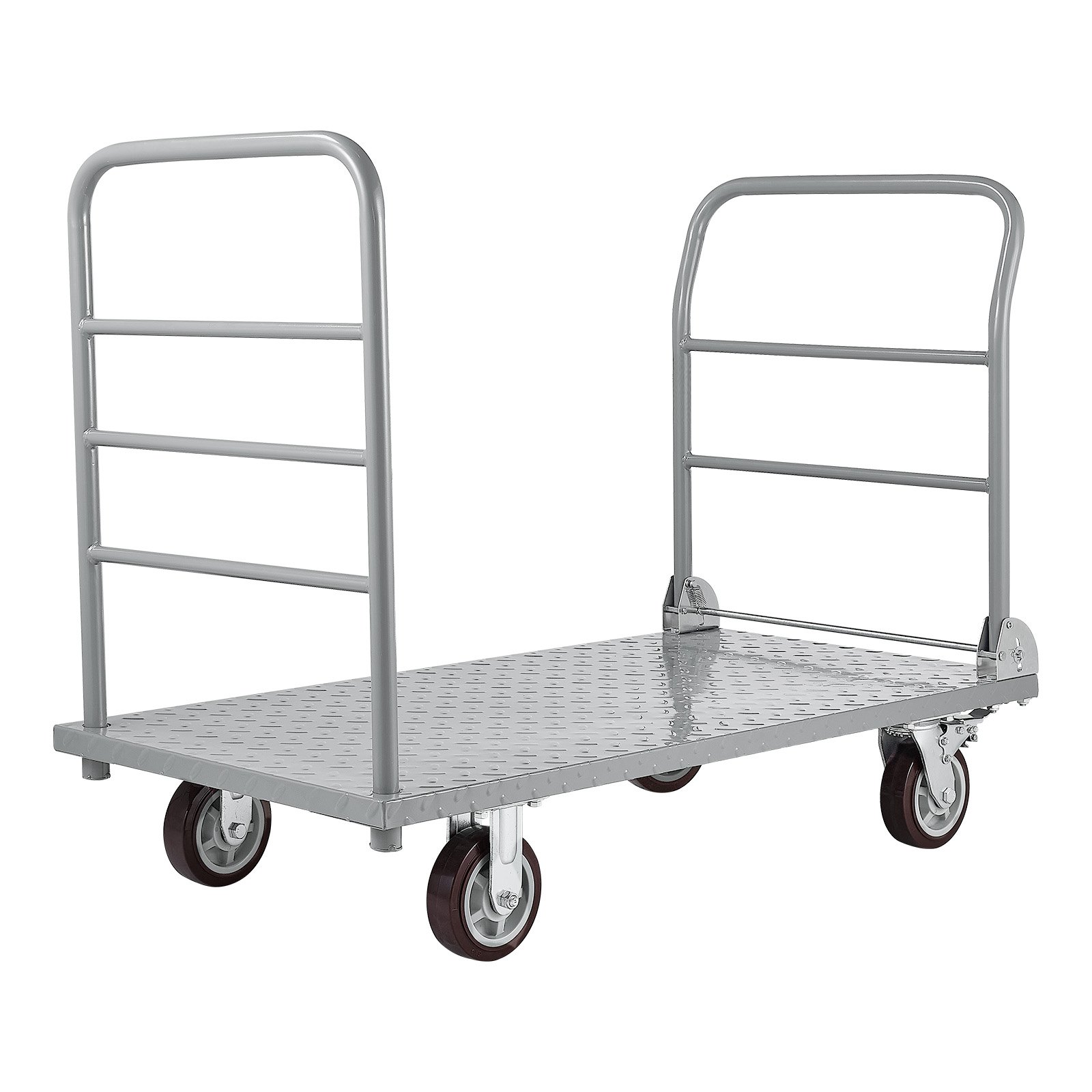 VEVOR Carro Plataforma Plegable de Acero 122 x 61 cm, Carretilla de Transporte Carga de 1202 kg, Carrito Portaequipajes con Plataforma con Ruedas de 152 mm, para Tareas Domésticas, Almacén, Mudanza