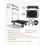 VEVOR Carro Plataforma Plegable 495 x 680 mm, Carretilla de Transporte Carga de 149,7 kg, Carrito Portaequipajes con Plataforma con Ruedas Giratorias, Asa Ajustable para Tareas Domésticas, Almacén